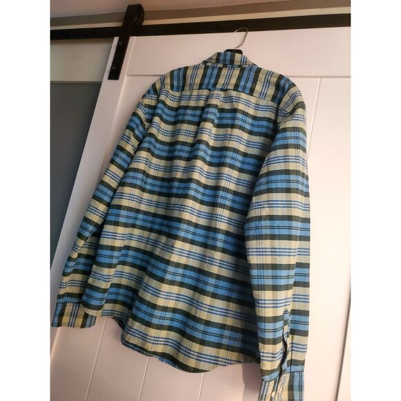 L.L. Bean Signature Mens Slim Fit Button-Up Shirt XXL Plaid Blue & Green Cotton - Picture 7 of 7